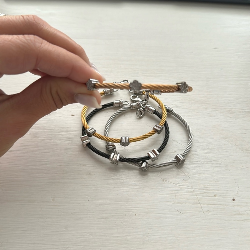 Cable bracelets with diamonds